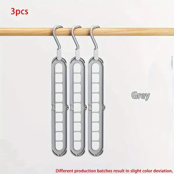 3pcs Plastic 9-Hole Foldable Hangers Heavy Duty Space Saving Clothes Organizer Hangers For Room Closet Wardrobe Home &