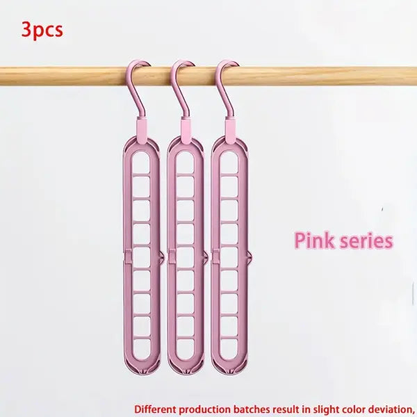 3pcs Plastic 9-Hole Foldable Hangers Heavy Duty Space Saving Clothes Organizer Hangers For Room Closet Wardrobe Home &