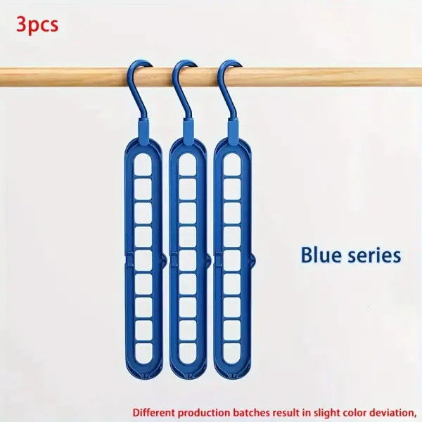3pcs Plastic 9-Hole Foldable Hangers Heavy Duty Space Saving Clothes Organizer Hangers For Room Closet Wardrobe Home &