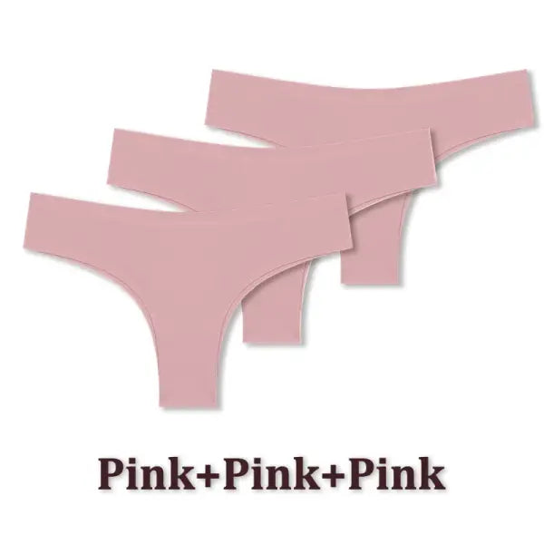 3pcs Seamless Brazilian Panties Ice Silk Low Waist Sexy Underwear - Set11 / M / China Mainland|3pcs