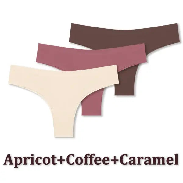 3pcs Seamless Brazilian Panties Ice Silk Low Waist Sexy Underwear - Set6 / S / China Mainland|3pcs