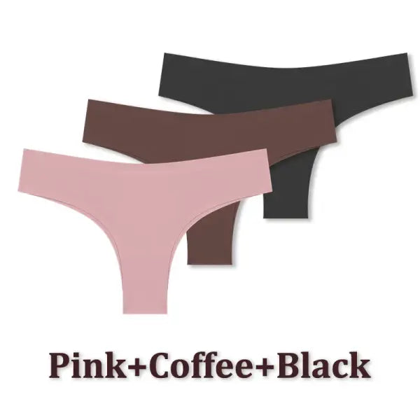 3pcs Seamless Brazilian Panties Ice Silk Low Waist Sexy Underwear - Set4 / M / China Mainland|3pcs