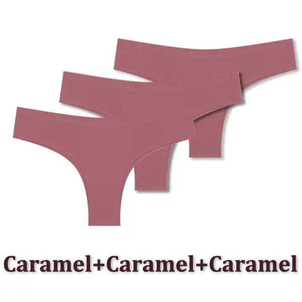 3pcs Seamless Brazilian Panties Ice Silk Low Waist Sexy Underwear - Set12 / M / China Mainland|3pcs