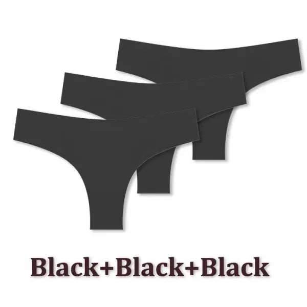 3pcs Seamless Brazilian Panties Ice Silk Low Waist Sexy Underwear - Set1 / M / China Mainland|3pcs