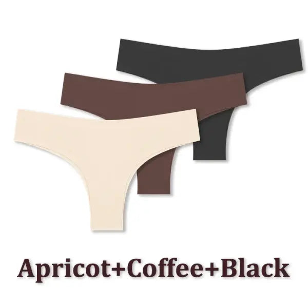 3pcs Seamless Brazilian Panties Ice Silk Low Waist Sexy Underwear - Set3 / M / China Mainland|3pcs