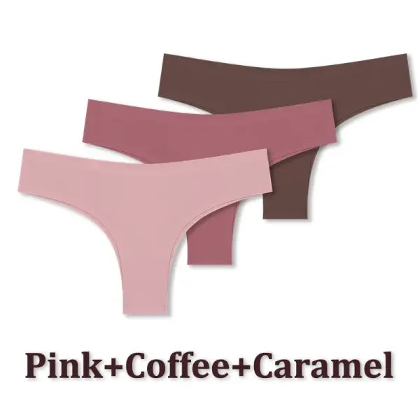 3pcs Seamless Brazilian Panties Ice Silk Low Waist Sexy Underwear - Set5 / M / China Mainland|3pcs