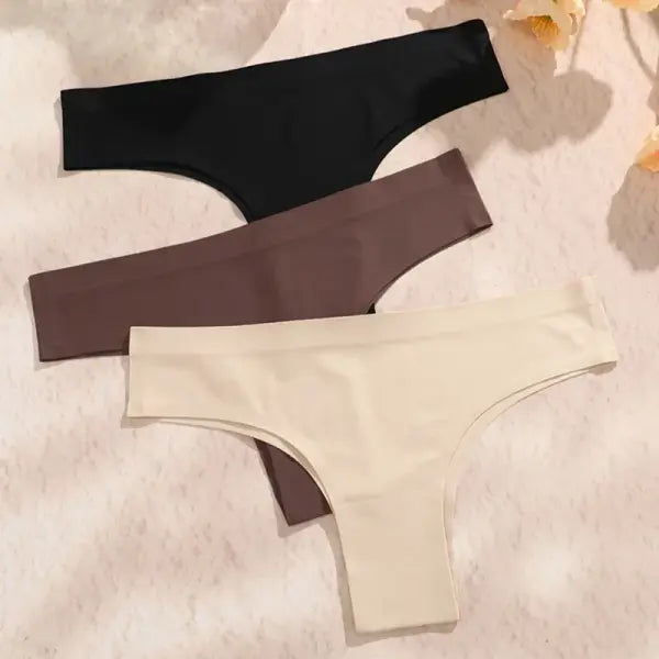 3pcs Seamless Brazilian Panties Ice Silk Low Waist Sexy Underwear