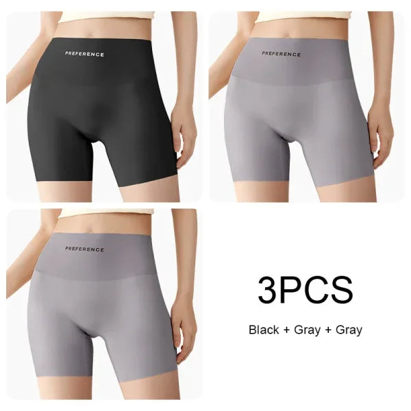 3PCS Seamless Protective Shorts for Women – Plus Size Ice Silk Safety Underwear Summer Comfort Intimates - Set 4