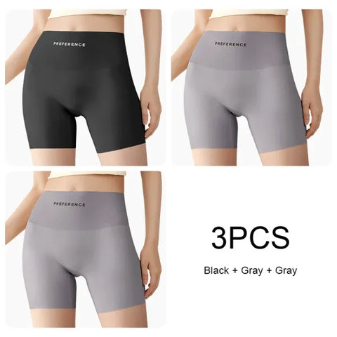 3PCS Seamless Protective Shorts for Women – Plus Size Ice Silk Safety Underwear Summer Comfort Intimates - Set 4