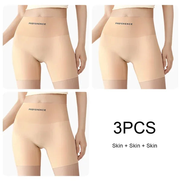 3PCS Seamless Protective Shorts for Women – Plus Size Ice Silk Safety Underwear Summer Comfort Intimates - Set 10