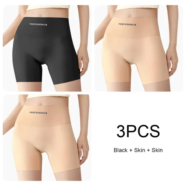 3PCS Seamless Protective Shorts for Women – Plus Size Ice Silk Safety Underwear Summer Comfort Intimates - Set 7