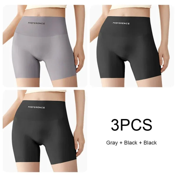 3PCS Seamless Protective Shorts for Women – Plus Size Ice Silk Safety Underwear Summer Comfort Intimates - Set 3