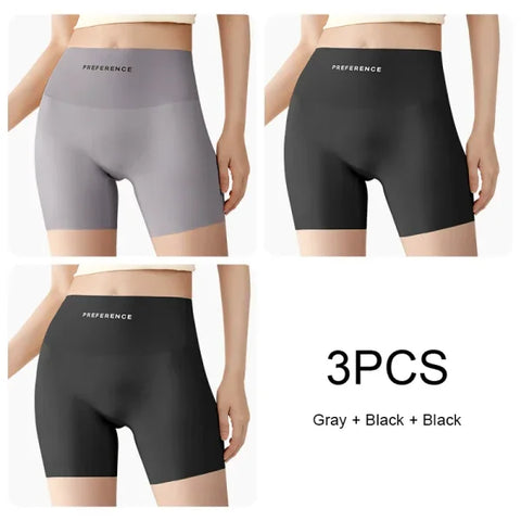 3PCS Seamless Protective Shorts for Women – Plus Size Ice Silk Safety Underwear Summer Comfort Intimates - Set 3