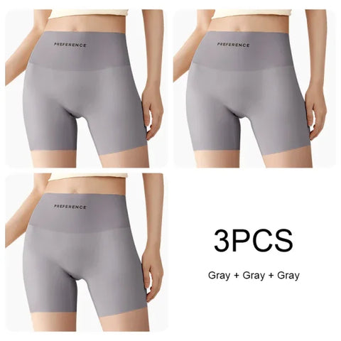 3PCS Seamless Protective Shorts for Women – Plus Size Ice Silk Safety Underwear Summer Comfort Intimates - Set 9