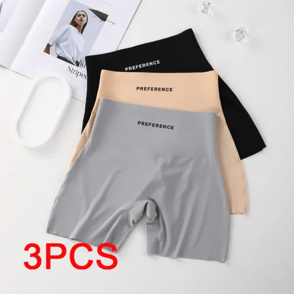 3PCS Seamless Protective Shorts for Women – Plus Size Ice Silk Safety Underwear Summer Comfort Intimates