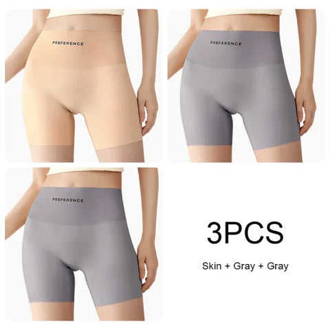 3PCS Seamless Protective Shorts for Women – Plus Size Ice Silk Safety Underwear Summer Comfort Intimates - Set 2