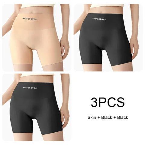 3PCS Seamless Protective Shorts for Women – Plus Size Ice Silk Safety Underwear Summer Comfort Intimates - Set 5