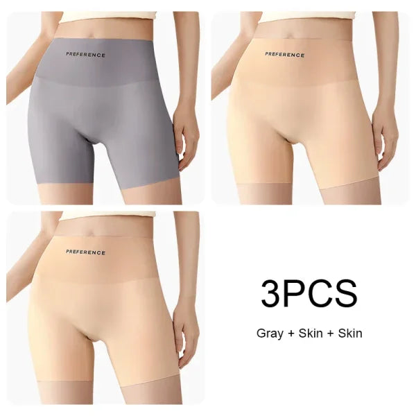 3PCS Seamless Protective Shorts for Women – Plus Size Ice Silk Safety Underwear Summer Comfort Intimates - Set 6