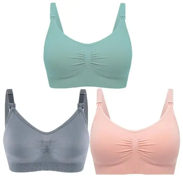 3-Pack Premium Cotton Nursing Bras – Seamless Maternity Breastfeeding Bra with Push Up Support - GDGP / CN / L