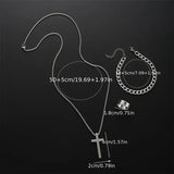 3PCS Men’s Jewelry Set – Stainless Steel Cross Pendant Necklace Bracelet & Ring Hip Hop Daily Wear