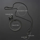 3PCS Men’s Jewelry Set – Stainless Steel Cross Pendant Necklace Bracelet & Ring Hip Hop Daily Wear