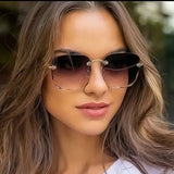 3pcs square rimless sunglasses for women (plastic lenses optical) – luxury shades - C1 / 3PCS