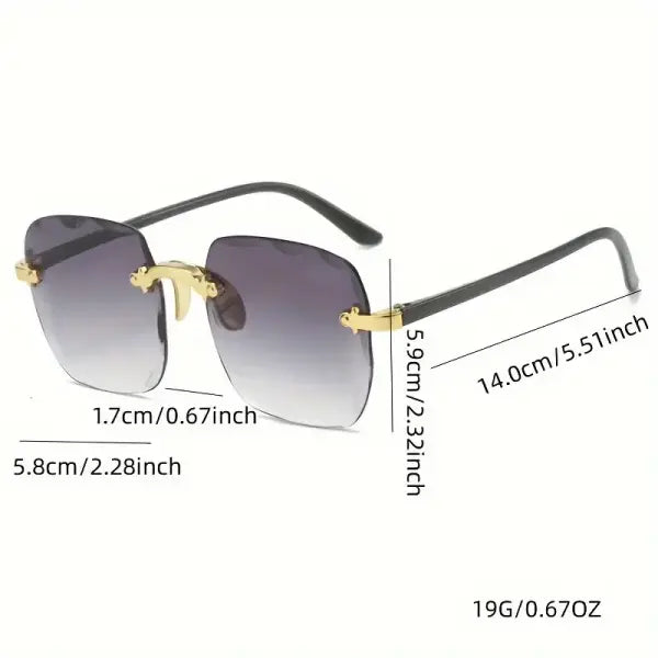 3pcs square rimless sunglasses for women (plastic lenses optical) – luxury shades - C1 / 3PCS