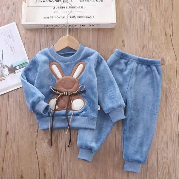 3PCS Toddler Winter Outfit – Baby Sweater Pants & Hooded Vest Set for Boys & Girls Warm Autumn Clothing - Blue / 100 3T