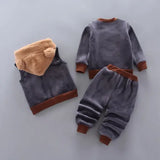 3PCS Toddler Winter Outfit – Baby Sweater Pants & Hooded Vest Set for Boys & Girls Warm Autumn Clothing