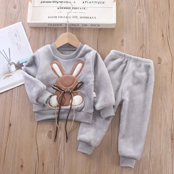3PCS Toddler Winter Outfit – Baby Sweater Pants & Hooded Vest Set for Boys & Girls Warm Autumn Clothing - Grey / 100 3T