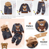 3PCS Toddler Winter Outfit – Baby Sweater Pants & Hooded Vest Set for Boys & Girls Warm Autumn Clothing