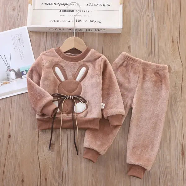 3PCS Toddler Winter Outfit – Baby Sweater Pants & Hooded Vest Set for Boys & Girls Warm Autumn Clothing - Brown / 100 3T