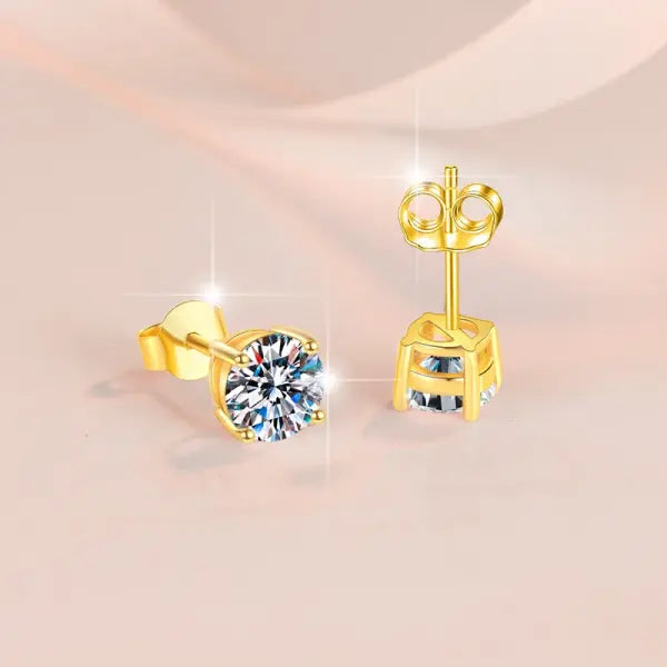4/5/6/7/8MM Moissanite Earring 925 Sterling Silver Plated with 18k White Gold Stud Earrings For Women Jewelry - gold