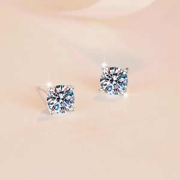 4/5/6/7/8MM Moissanite Earring 925 Sterling Silver Plated with 18k White Gold Stud Earrings For Women Jewelry