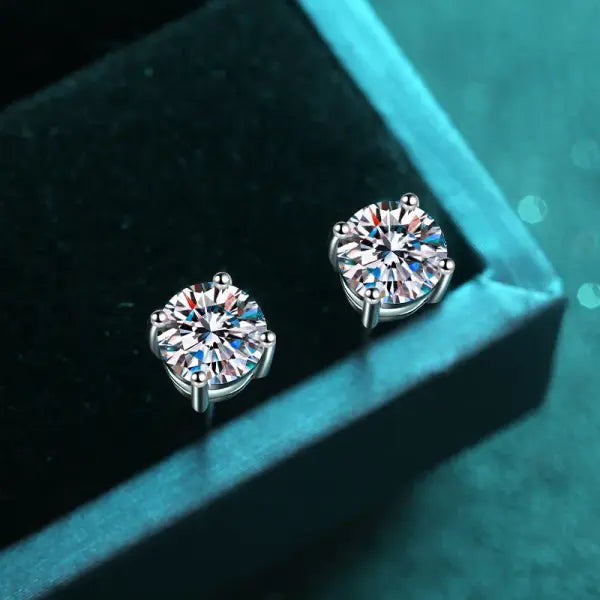 4/5/6/7/8MM Moissanite Earring 925 Sterling Silver Plated with 18k White Gold Stud Earrings For Women Jewelry