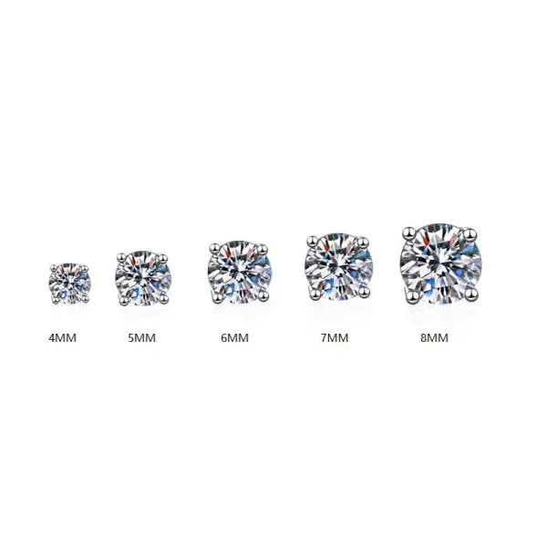 4/5/6/7/8MM Moissanite Earring 925 Sterling Silver Plated with 18k White Gold Stud Earrings For Women Jewelry