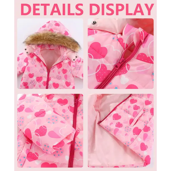 Kids Hooded Ski Suit – Warm Cotton Snowboard Jacket & Pants for Girls (4–8T) Winter Outdoor Sportswear