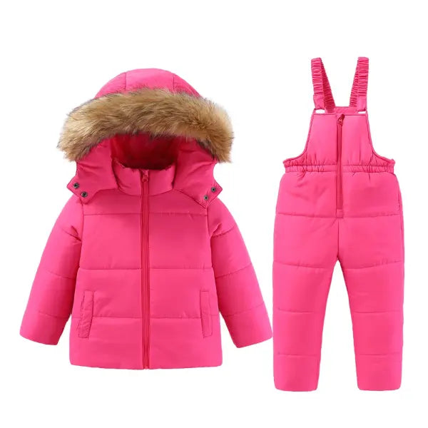 Kids Hooded Ski Suit – Warm Cotton Snowboard Jacket & Pants for Girls (4–8T) Winter Outdoor Sportswear - 7 / CHINA / 8T
