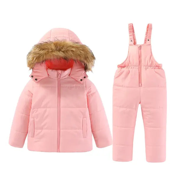 Kids Hooded Ski Suit – Warm Cotton Snowboard Jacket & Pants for Girls (4–8T) Winter Outdoor Sportswear - 8 / CHINA / 8T