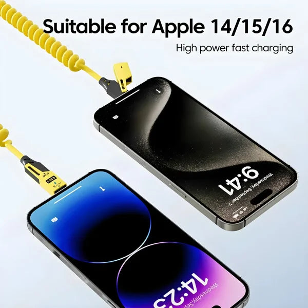 4-in-1 65W Fast Charging USB-C Cable – Zinc Alloy PD Cable - 1.5m yellow