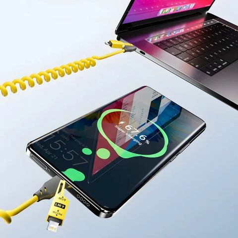 4-in-1 65W Fast Charging USB-C Cable – Zinc Alloy PD Cable - 1.5m yellow