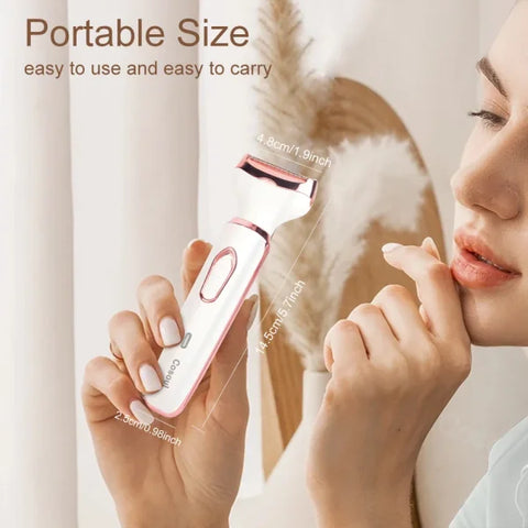 4-in-1 Electric Razor for Women - Painless Body Hair Trimmer for Armpit Bikini Arm Leg & Face - 4in1