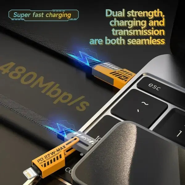 4 in 1 Mecha Fast Charging Data Cable Cord PD 27W For iPhone 15 Samsung Xiaomi 65W USB Type C Multi Port Quick Charge