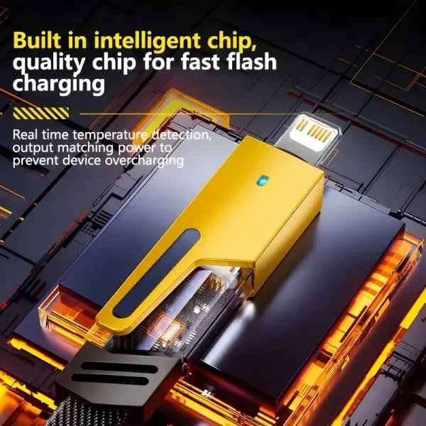 4 in 1 Mecha Fast Charging Data Cable Cord PD 27W For iPhone 15 Samsung Xiaomi 65W USB Type C Multi Port Quick Charge