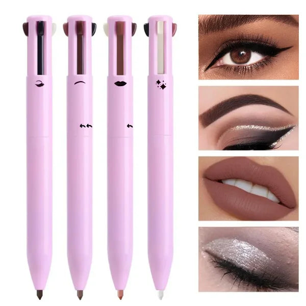 4-in-1 Multi-Functional Lip Liner, Eyeliner, and Eyebrow Pencil Set – 4-Color Collection - Himpall