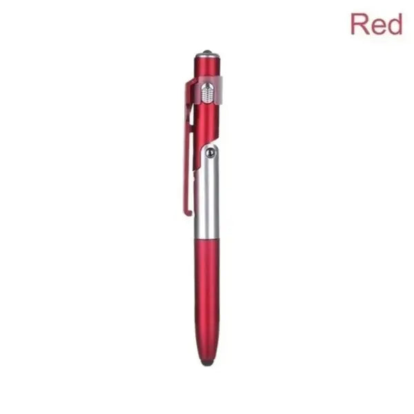 4 In 1 Multifunction Ballpoint Pen with LED Light Fold Phone Holder Night Read Writing Pencil Office School Student