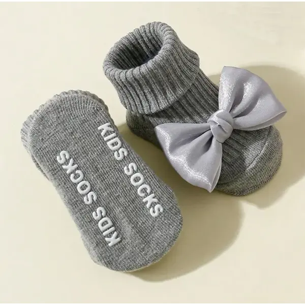 4 Pairs Toddler Ankle Socks – Soft Cotton Bow Socks for Baby Girls Anti-Slip 0–24 Months