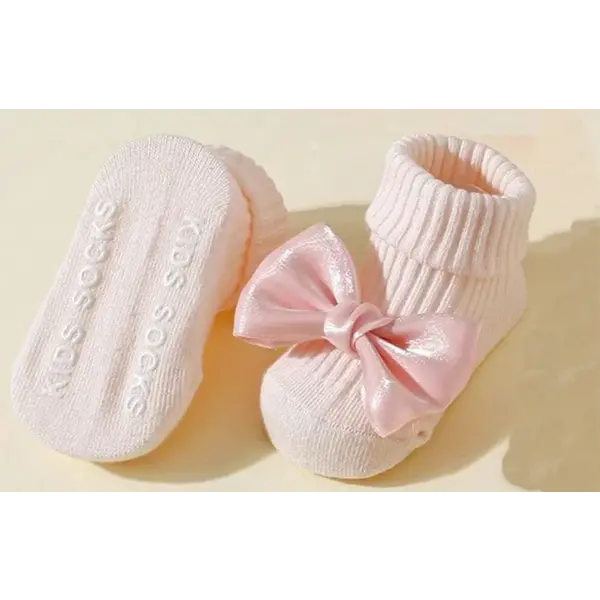 4 Pairs Toddler Ankle Socks – Soft Cotton Bow Socks for Baby Girls Anti-Slip 0–24 Months