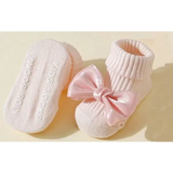 4 Pairs Toddler Ankle Socks – Soft Cotton Bow Socks for Baby Girls Anti-Slip 0–24 Months