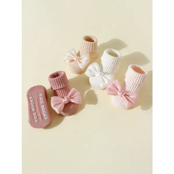 4 Pairs Toddler Ankle Socks – Soft Cotton Bow Socks for Baby Girls Anti-Slip 0–24 Months